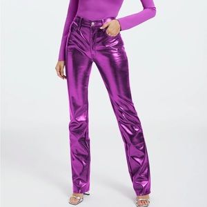 Good American ICON METALLIC FAUX LEATHER PANTS